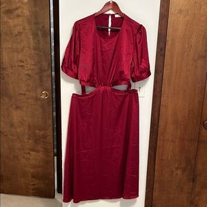 JustFab Burgundy Midi Dress with Cut-Out Design